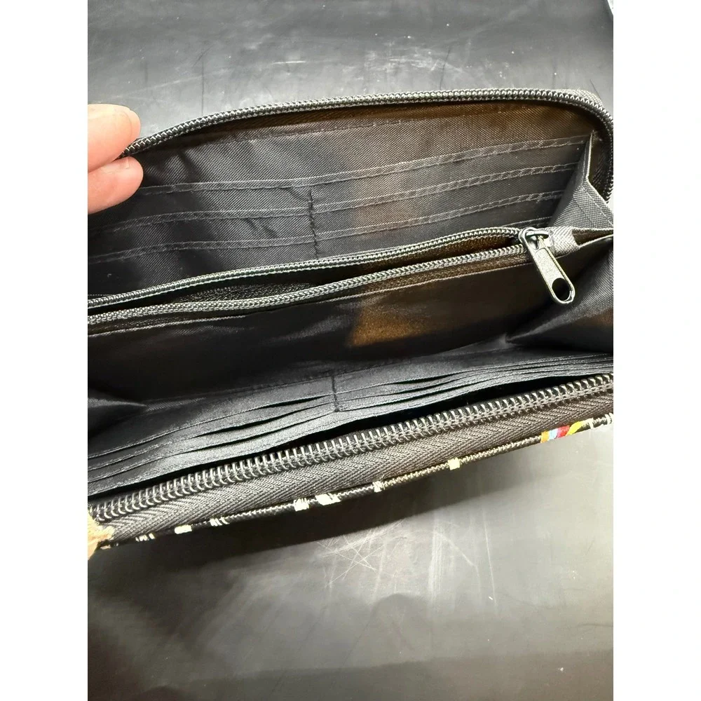 Disney‎ Mickey Mouse Graffiti Zip Around Wallet Black OMG Love Heart Print 7.5in